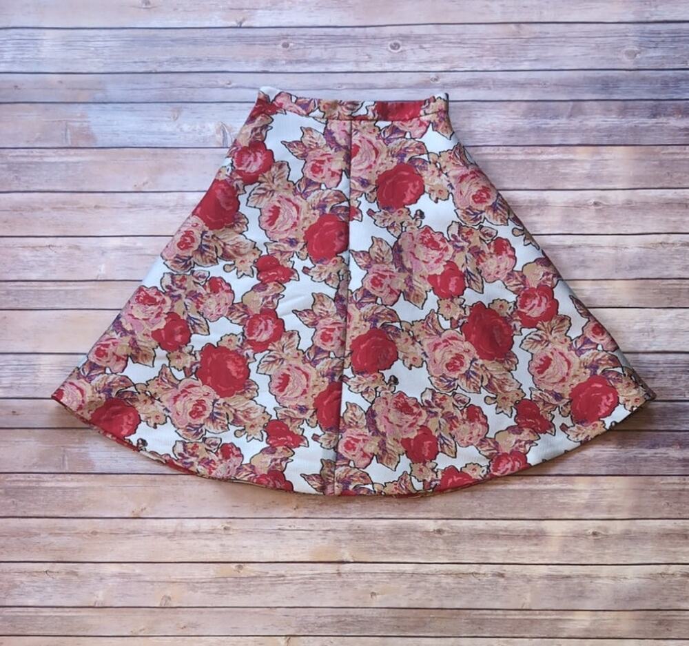 Rachel Antonoff Jacquard Red Rose Skirt - Size 00P **READ** [Anthropologie]